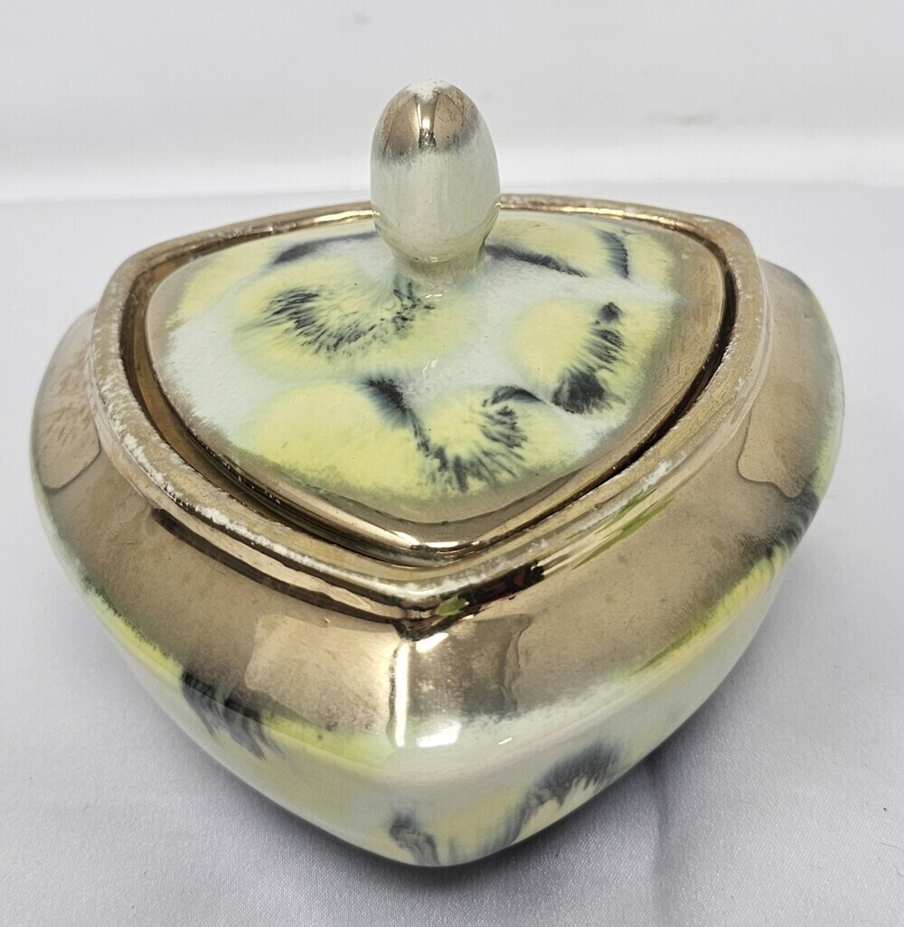 Vtg ES Keramik West German Ceramic Hand Painted Victorian Trinket Dish 5.5x4.5"